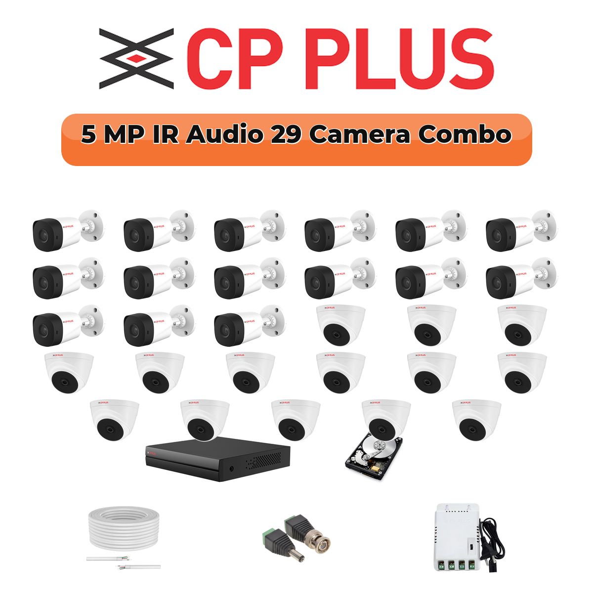 CP Plus 29 Camera 5MP HD CCTV Combo Kit | Built-in Mic | 32CH DVR / XVR | 2×6TB 1 CP Plus 29 Camera 5MP HD CCTV Combo Kit | Built-in Mic | 32CH DVR / XVR | 2×6TB