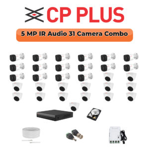 CP Plus 31 Camera 5MP HD CCTV Combo Kit | Built-in Mic | 32CH DVR / XVR | 2×6TB