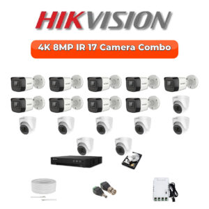 Hikvision 17 Camera 8MP HD CCTV Combo Kit | Smart IR | 32CH DVR / XVR | 1×4TB + 1×2TB