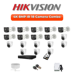 Hikvision 18 Camera 8MP HD CCTV Combo Kit | Smart IR | 32CH DVR / XVR | 1×4TB + 1×2TB