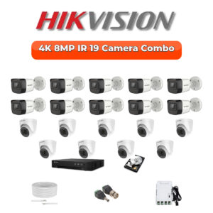 Hikvision 19 Camera 8MP HD CCTV Combo Kit | Smart IR | 32CH DVR / XVR | 1×4TB + 1×2TB