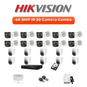 Hikvision 20 Camera 8MP HD CCTV Combo Kit | Smart IR | 32CH DVR / XVR | 1×4TB + 1×2TB