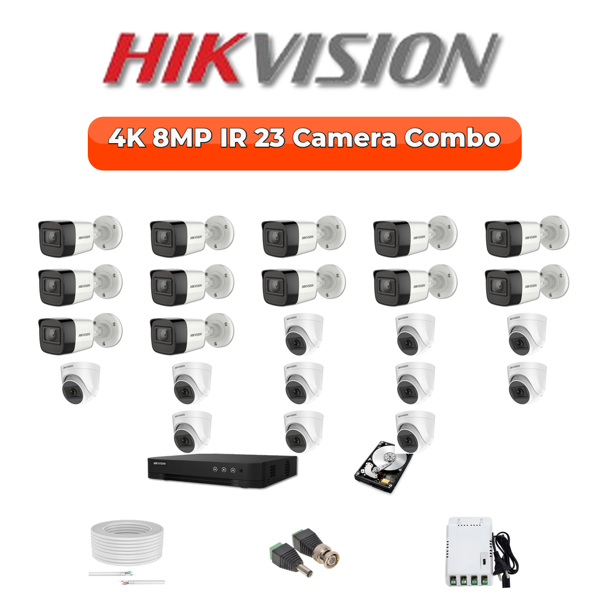 Hikvision 23 Camera 8MP HD CCTV Combo Kit | Smart IR | 32CH DVR / XVR | 2×4TB 1 Hikvision 23 Camera 8MP HD CCTV Combo Kit | Smart IR | 32CH DVR / XVR | 2×4TB