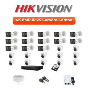 Hikvision 25 Camera 8MP HD CCTV Combo Kit | Smart IR | 32CH DVR / XVR | 1×4TB + 1×6TB