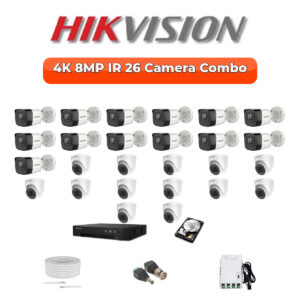 Hikvision 26 Camera 8MP HD CCTV Combo Kit | Smart IR | 32CH DVR / XVR | 1×4TB + 1×6TB