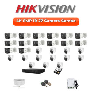 Hikvision 27 Camera 8MP HD CCTV Combo Kit | Smart IR | 32CH DVR / XVR | 1×4TB + 1×6TB