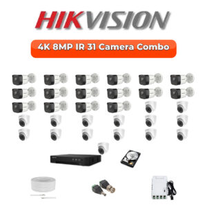 Hikvision 31 Camera 8MP HD CCTV Combo Kit | Smart IR | 32CH DVR / XVR | 2×6TB