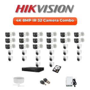 Hikvision 32 Camera 8MP HD CCTV Combo Kit | Smart IR | 32CH DVR / XVR | 2×6TB