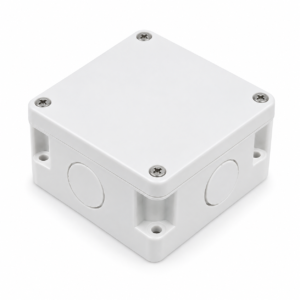 White PVC junction box for indoor CCTV camera mounting and cable joints