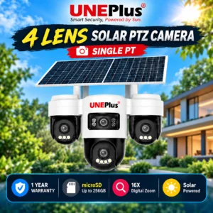 UNEPlus 4 Lens 5MP AOV Solar PTZ Camera | Single PT | 16X Digital Zoom | 1 Year Warranty