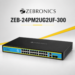 Zebronics ZEB-24PM2UG2UF-300 24 Port PoE Switch | 300W | AI Watchdog | Dual Gigabit Uplink + Dual SFP
